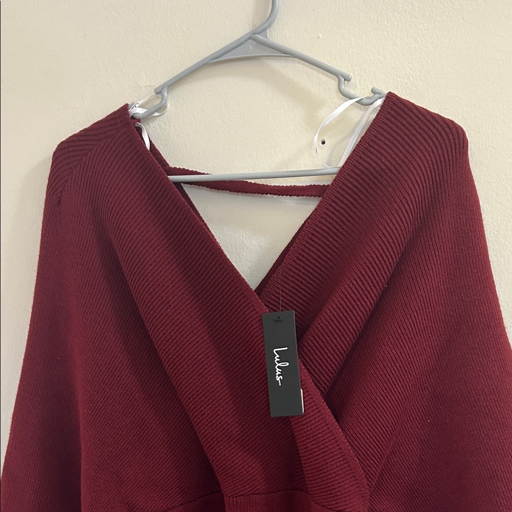 Lulu's Burgundy Long Sleeve Dress - Picture 4 of 9